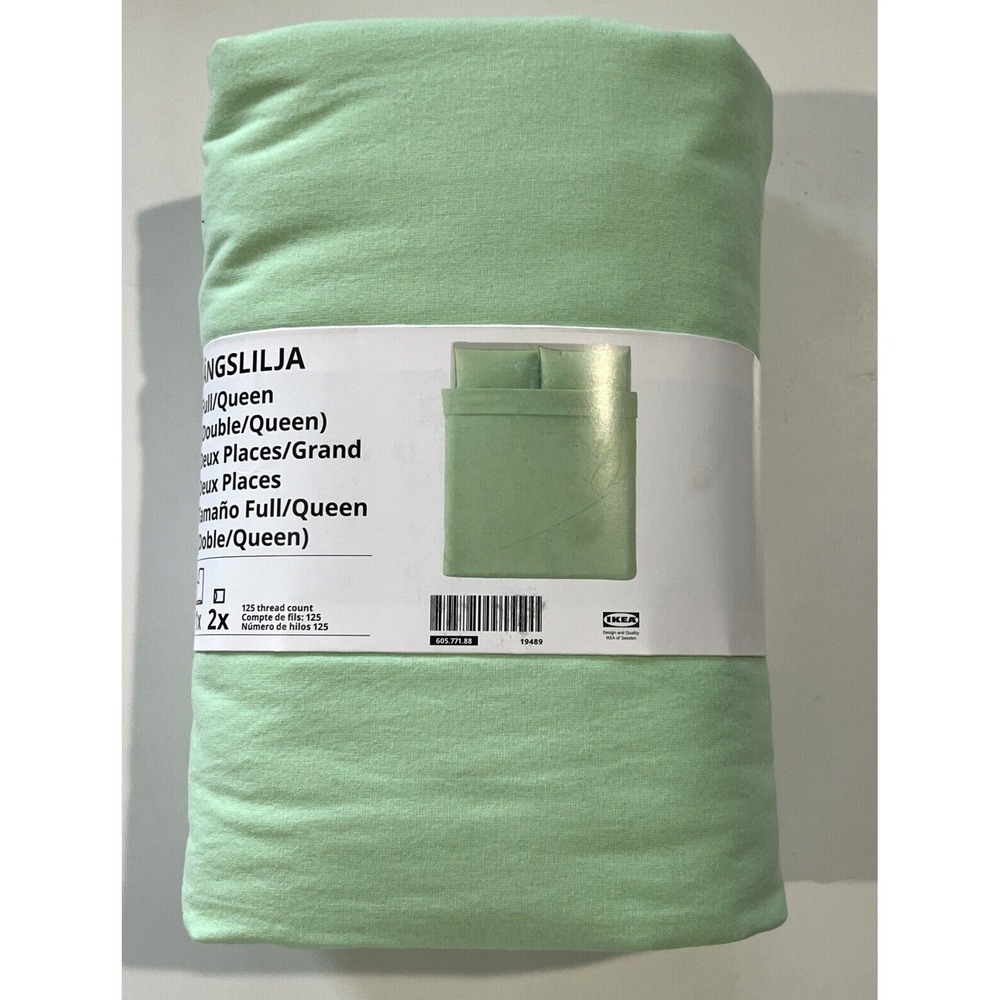 New IKEA ANGSLILJA Full Queen Duvet with 2 Pillowcases Light Green Bed Set
